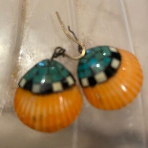 Vintage Santo Domingo Colorful Mosaic Shell Earrings